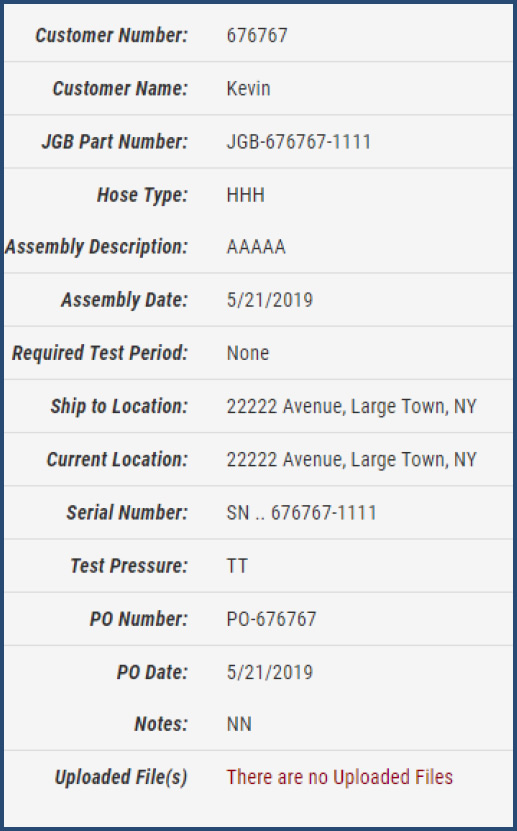 The Portal - Hose Tracking System (HTS) - JGB Enterprises, Inc.