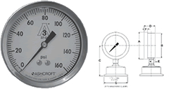 1032 Sanitary Pressure Gauges / 4½ inch Dial