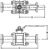 Non-Encapsulated 2-way 3 Piece Stainless Steel Ball Valve