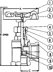 ISO-9002 Low Pressure Valve / Model T-503 Specifications and Dimensions