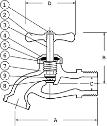 Legend Low Pressure Hose Bibb Model T-531 Specifications and Dimensions