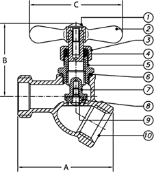 No-Kink Hose Bibb Model T-534HP Specifications and Dimensions