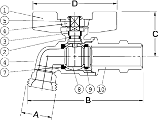 Low Pressure Hose Bibb Valve / Model T-537 Specifications and Dimensions