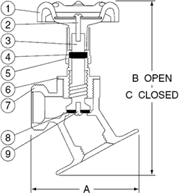 ISO-9002 Low Pressure Valve Model T/S-541 LS Specifications and Dimensions