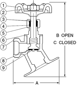 ISO-9002 Low Pressure Valve / Model T-541 Specifications and Dimensions