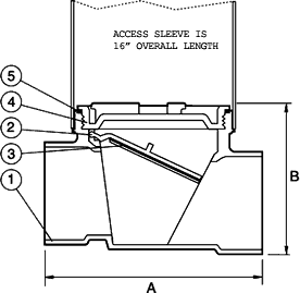 ABS Backwater Valve With 16 Inch Access Sleeve S-661 Specifications and Dimensions