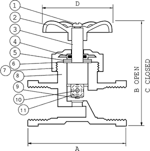 Celcon Stop & Waste Valves T-624 Specifications and Dimensions