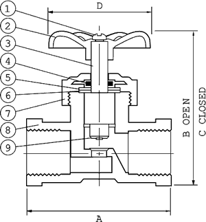 Celcon Stop Valve T-623 Specifications and Dimensions