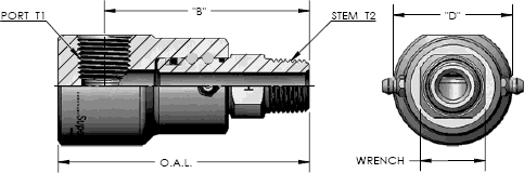 10,000 P.S.I. Male Pipe (N.P.T.F.) X Female Pipe (N.P.T.F.) 90 Degree High Pressure Swivel Fitting