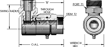 Female Face Seal (F.F.S.) X Male Face Seal (M.F.S.) 90 Degree Swivel Fitting