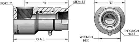 Female Pipe (N.P.T.F.) X Female O-Ring (O.R.B.)
 90 Degree Swivel Fitting