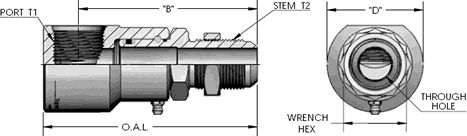 Male J.I.C. Bulkhead (37°) X Female O-Ring (O.R.B.) 90 Degree Swivel Fitting