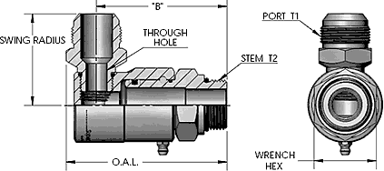 Male O-Ring (O.R.B.) X Male J.I.C. (37°) 90 Degree Swivel Fitting