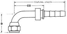 SAE 45° Swivel Female Stem 90° Bent Tube Short Drop