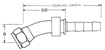 JIC 37° Swivel Female Stem 30° Bent Tube Short Drop