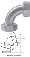 Plain Bevel Seat x Plain Bevel Seat with Hex Nut 90° Elbows - B2E