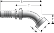 Gates Caterpillar Style O-Ring Flange - 45° Bent Tube