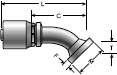 Gates 1¼ Inch Special One-Piece Couplings - Code 61 O-Ring Flange - 45° Bent Tube