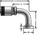 Gates Caterpillar Style O-Ring Flange - 90° Bent Tube (for SAE100R13)