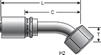 Gates Female JIC 37° Flare Swivel - 45° Bent Tube GL