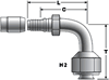 Gates C14 Female JIC 37° Flare Swivel - 90° Bent Tube Coupling