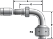 Gates C14 Female SAE 45° Flare Swivel - 90° Bent Tube Coupling