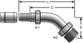 Gates C14 SAE Male Inverted Swivel - 45° Bent Tube Coupling