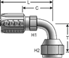 Gates Dual Seat Female JIC 37°/SAE 45° Flare Swivel - 90° Bent Tube for C5C, C5D & C5M Hose