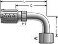 Gates Female Flat-Face Swivel - 90° Bent Tube for C5C, C5D & C5M Hose