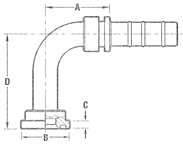 SAE 3000 PSI Code 61 90° Elbow-Long Drop