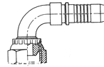 Female JIC 37° Flare Swivel 90° Bent Tube / Spiral Hose Inserts