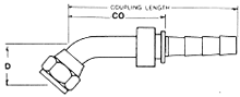 JIC 37° Swivel Female Stem 45° Bent Tube Short Drop