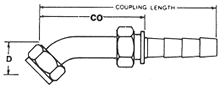 Swivel Female Flat Face 'O' Ring Seal Stem 45°