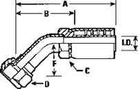 45° BENT TUBE FEMALE SWIVEL, JIC 37°