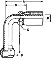 90° LONG BENT TUBE FEMALE SWIVEL, JIC 37°