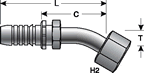 Gates Female Flat-Face O-Ring Swivel - 30° Bent Tube