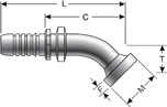 Gates Code 61 O-Ring Flange - 45° Bent Tube