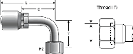 Gates 1¼ Inch Special One-Piece Couplings - Female Flat-Face O-Ring Swivel - 90° Bent Tube