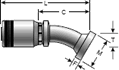 Gates Code 62 O-Ring Flange Heavy - 30° Bent Tube (for SAE100R13)