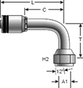 Gates Female DIN 24° Cone Swivel - Heavy Series with O-Ring - 90° Bent Tube (for SAE100R13)