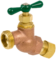 Series 167L Brass No Kink Hose Bibb, Compression Inlet