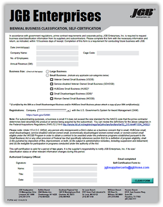 Biennial Business Classification, Self-Certification - Forms and Applications